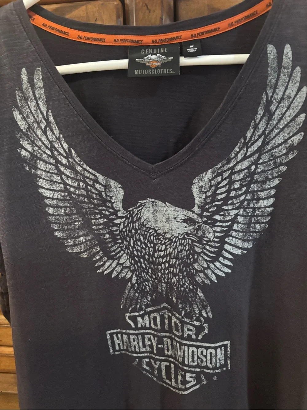 Harley-Davidson Black Performance Tee with Eagle Gray Distressed Graphic